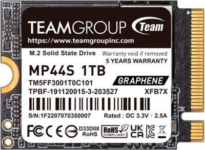 Dysk SSD Team Group MP44S 1 TB M.2 2230 NVMe PCIe 4.0 x4 (4711430800141)