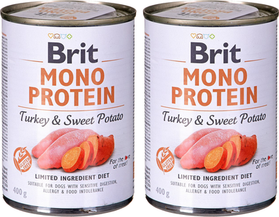 Mokra karma dla psów Brit Mono Protein z indykiem i batatami 2 szt. po 400 g (8595602555390/2)