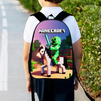 Рюкзак детский Майнкрафт Крипер на коне "Minecraft" 34х27 см,ранец городской для мальчика (0293)