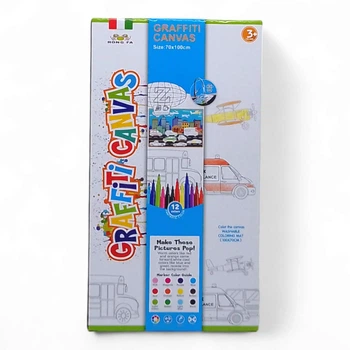Коврик для рисования Grafiti canvas +12 фломастеров RONG FA 9006