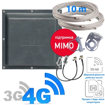 Комплект 3G/4G интернет антенна mimo + кабель 10м + переходники TS9/F (TF-KIT-4G3415)