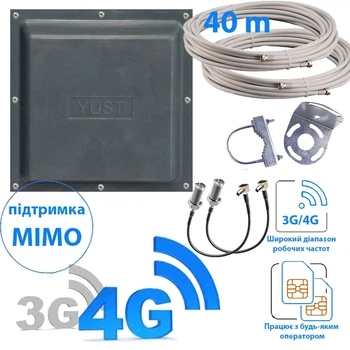 Комплект 3G/4G интернет антенна mimo + кабель 40м + переходники 2xTS9/F