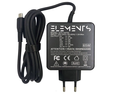 Блок питания для ноутбука USB Type-C 65W Elements (Q70-VAF65)