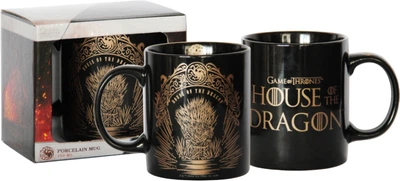 Кухоль порцеляновий чорний Циліндр House of the Dragon. Gold 350 мл в упаковці (76001618)