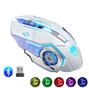 Беспроводная компьютерная мышь EMTRA Bluetooth / 2.4G аккумуляторная с RGB-подсветкой, 6 кнопок, белая (87071349)
