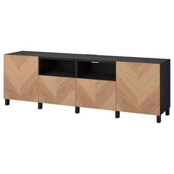 Тумба під телевізор з дверцятами та ящиками IKEA BESTA 240x42x74 см (894.216.29)