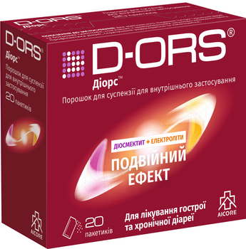 Порошок для приготування суспензії Aicore D-ORS у разі гострої та хронічної діареї 20 пакетиків по 3 г (3800600007181)