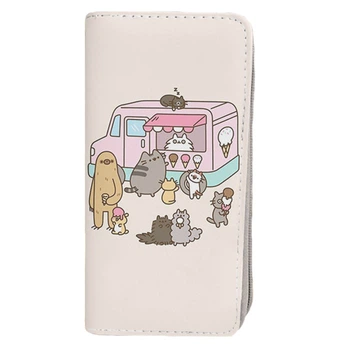 Кошелек клатч портмоне 19х10 Pusheen cat Вагончик с мороженым Бежевый v-12200