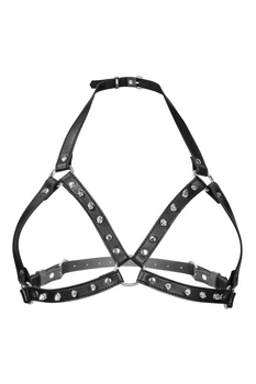 Портупея с металлическими шипами Fetish Tentation Sexy Adjustable Chest Harness S/M Черный ( SO4665 ) Feromon