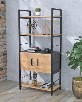 Стеллаж L-155 с дверцами Loft Design Дуб Крафт золотой