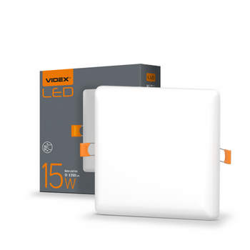 LED світильник безрамковий квадратний VIDEX 15W 4100K (VL-DLFS-154)