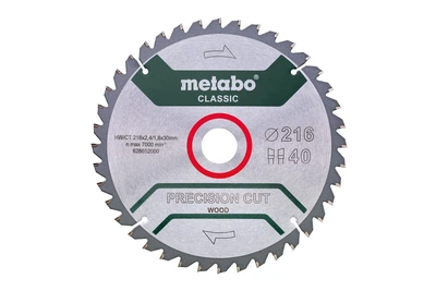 Пильный диск Metabo Precision Cut Wood Classic 216х2,4х30 мм Z40 WZ 5° neg/B, по дереву (Блистер) 628652000 (8446)