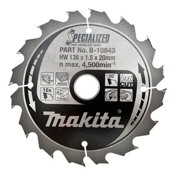 Пильный диск Specialized Makita B-10643 (136x20 мм, 16 зубьев) по дереву для аккумуляторных пил (7424)