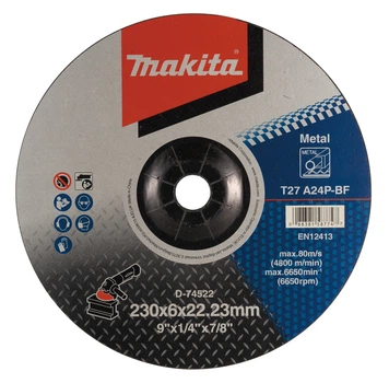 Шлифовальный диск Makita D-74522 (230х22.23х6 мм, A24P) зачисной круг по металлу (30340)