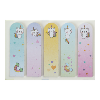 Закладки паперові CATYCORN, з клейким шаром, 44x12 мм, 5 диз. по 20 арк., KIDS Line