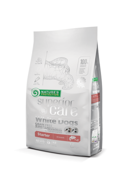 Сухий беззерновий корм Protection Superior Care White Dog Grain Free Starter All Breeds для цуценят усіх порід із білосніжною шерстю віком до 4 місяців із лососем і крилем, 1.5 кг