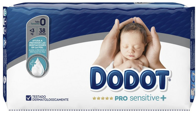 Підгузки Dodot Pro Sensitive+ Розмір 0 до 3 кг 38 шт (8001841013800)