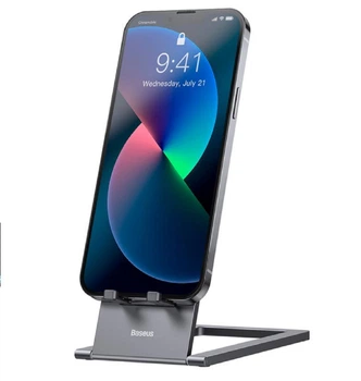 Тримач для телефону настільний Baseus LUKP000013 Foldable Metal Desktop Holder - сірий, складаний, з металу.