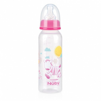 Пляшка поліпропіленова Nuby Зебра, стандартна шийка, мультипотік, 240 мл, 0+ (1486pnkzebra)