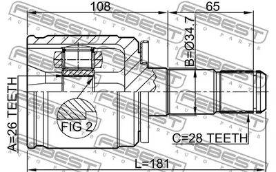 ШРУС MITSUBISHI L 200 2.5 TDiC 01-05 Л, 26x110, FEBEST (0411K94LH)