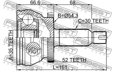 ШРУС KIA SORENTO, HYUNDAI SANTA FE, 35x54.3x30, FEBEST (1210DMA52)