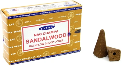 Стелющиеся дымные благовония конусы "Сандал" - Satya Sandalwood Backflow Dhoop Cones 10шт (1334228-6331786)