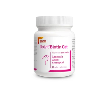 Витаминно-минеральная добавка Dolfos Biotyna Cat для котов для здоровья кожи и шерсти 90 т 191-90