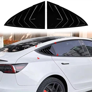 Накладки на окна задней двери Tesla Model 3 2017-2019 уголки жабры 2шт цвет Черный