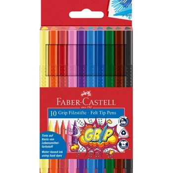 Фломастери тригранні Faber-Castell Grip felt tip pens 10 кольорів