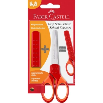 Ножиці дитячі Faber-Castell School Scissors для правшів та шульг, з ковпачком для леза, червоні
