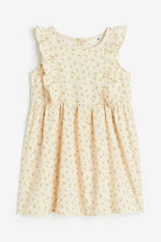Платье из жатого хлопка кремовое цветочный принт H&M 134см (400098007)
