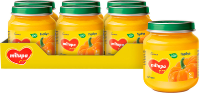 Упаковка овощного пюре Milupa Тыква с 5 месяцев 125 г х 6 шт (5900852030321)