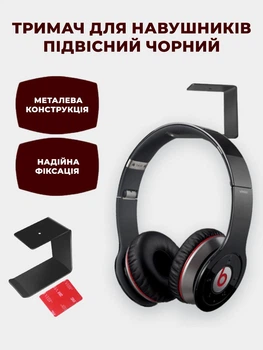 Подставка для наушников держатель металлический стойка органайзер на стену стол стеллаж черная (CSH-004)