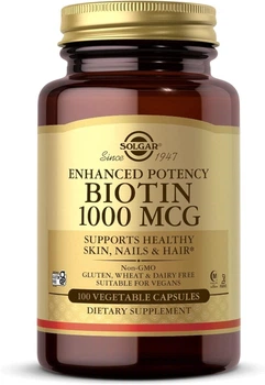 Біотин Solgar, Biotin 1000 мкг, 100 капсул