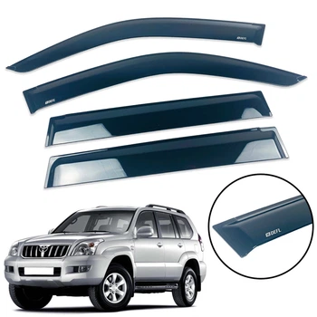 Дефлекторы окон (ветровики) для Toyota Land Cruiser 120 Prado/ GX 470 2003-2010 накладні 4 шт. (HAWK)