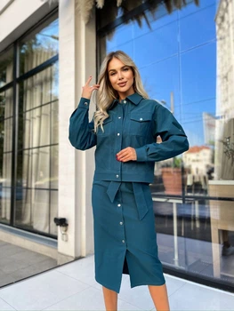Fashions • Женский джинсовый костюм Movis Fashions 54-56 морская волна (1733-бу)