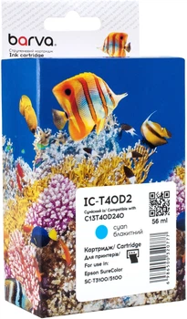 Картридж Barva сумісний з Epson T40D2 (C13T40D240) універсальна версія 56 мл Cyan (IC-T40D2)