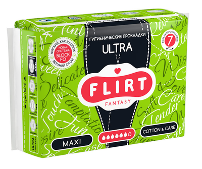 Гігієнічні прокладки Fantasy Flirt ultra maxi cotton and care 6 крапель 7 шт (WKL08C)