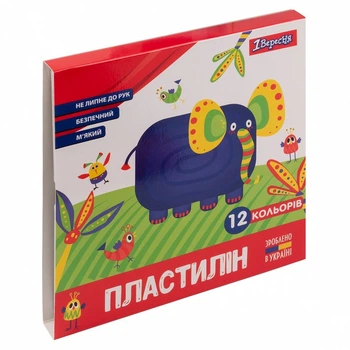 Пластилін 1 Вересня Zoo Land 12 кольорів 240г (540586)