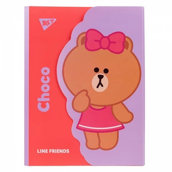 Папка-органайзер із фігурним клапаном на липучці YES Line Friends. Choco A4 (492110)