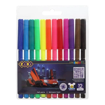 Фломастери ZiBi МАШИНКА SMART Line 12 кольорів (ZB.2811)