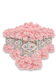 Набір Alize Puffy № 638 Рожевий (5шт/уп) плюшева пряжа з готовими петлями для в'язання руками пледа іграшок та балаклави, Алізе Пуфі,Алізе Пуффі, Ализе Пуффи,Ализе Пуфи нитки з петельками для плетіння пальцями без спиць