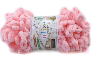 Alize Puffy № 638 Рожевий плюшева пряжа з готовими петлями для в'язання руками пледа іграшок та балаклави, Алізе Пуфі,Алізе Пуффі, Ализе Пуффи,Ализе Пуфи нитки з петельками для плетіння пальцями без спиць