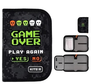 Пенал без наповнення Kite K24-621-2 Game over , 1 відділення, 1 відворот 20*14*3.9 см