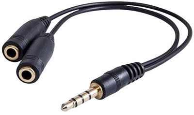 Кабель Logo Audio Redukce Jack 3.5 мм - 2 x Jack 3.5 мм Stereo M/F 0.2 мм Чорний (8590274727359)