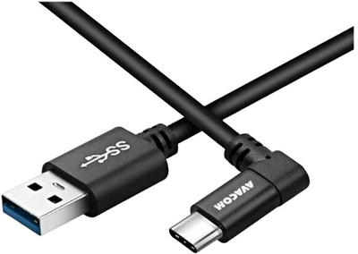 Кабель Avacom 90 Degree Angle Connector 3.1 USB Type-A - USB Type-C M/M 1 м Чорний (DCUS-TPCLR-10K)