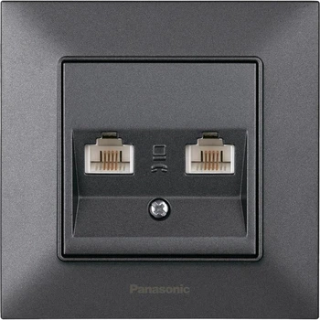Компьютерная розетка двойная RJ45 CAT5e Panasonic Arkedia Slim дымчатая