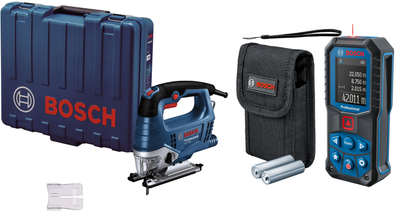 Набор Лобзик Bosch GST 750 (06015B4121) + Лазерний далекомір Bosch Professional GLM 50-22 з чохлом і батарейками (0601072S00)