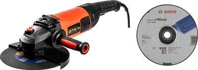 Набор Угловая шлифмашина GTM AG230/2800D + Отрезной круг по металлу Bosch 230 x 2.5 мм 5 шт (2608600225)