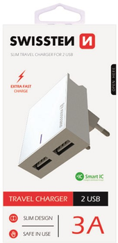 Ładowarka Swissten 2 x USB-A 15W White (22032000)